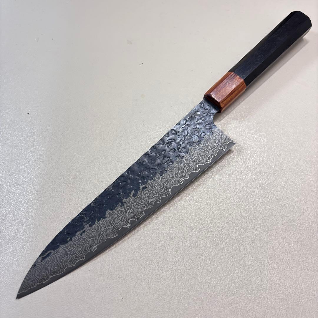 黒打ちダマスカス和牛刀八角柄 和包丁　シェフナイフ 210mm 牛刀'/