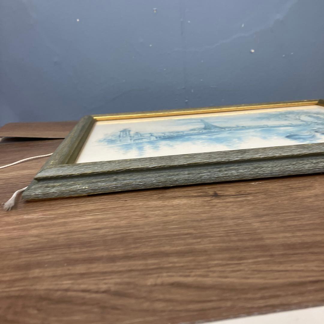 パリ風景画 エッフェル塔とアレクサンドル3世橋 水彩画 複製画 額装品