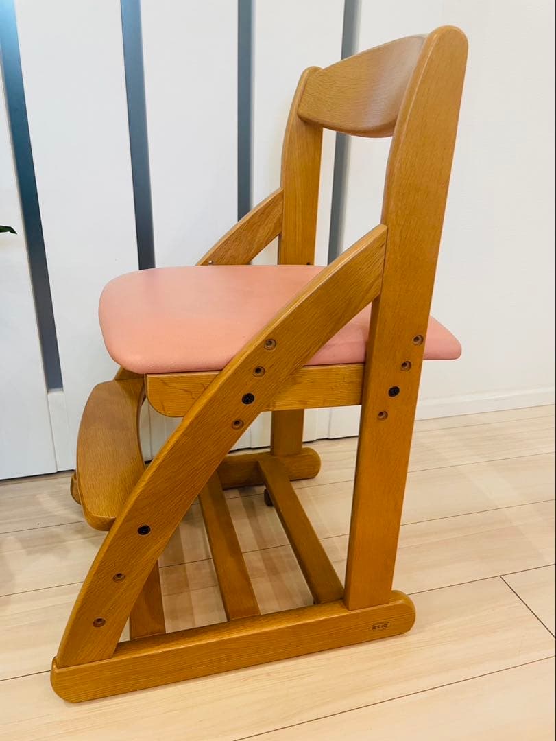 浜本工芸　ナラ無垢材デスクチェア　　子供用椅子/キッズチェア/学習椅子　高さ調整