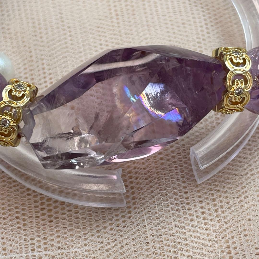 天然石 アメジスト虹入 アイリスクォーツ アメジストアイリス ブレスレット