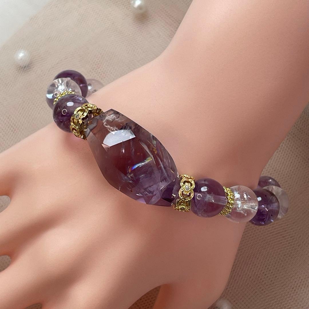 天然石 アメジスト虹入 アイリスクォーツ アメジストアイリス ブレスレット