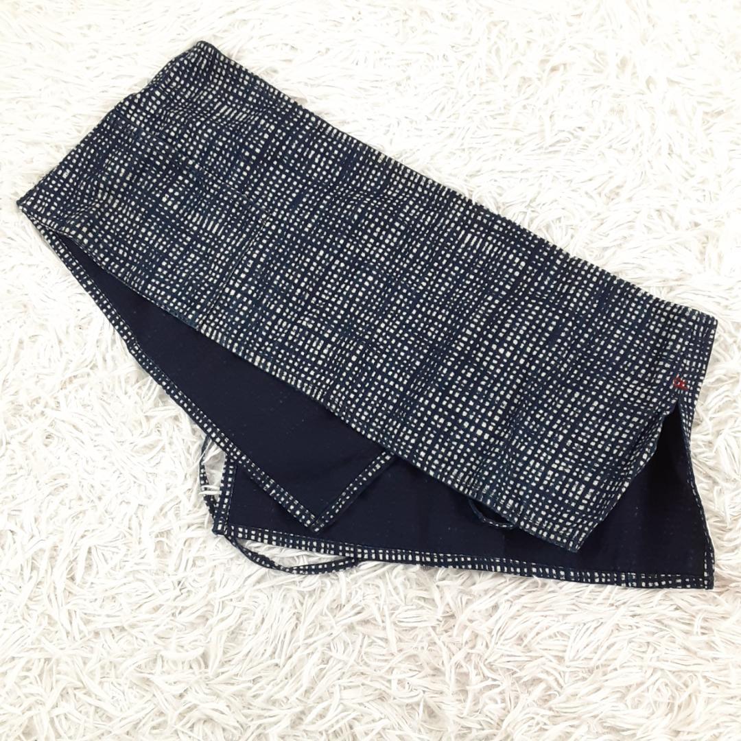 美品◎45rpm 45R 腰巻エプロン デニムエプロン 藍染め 総柄 日本製