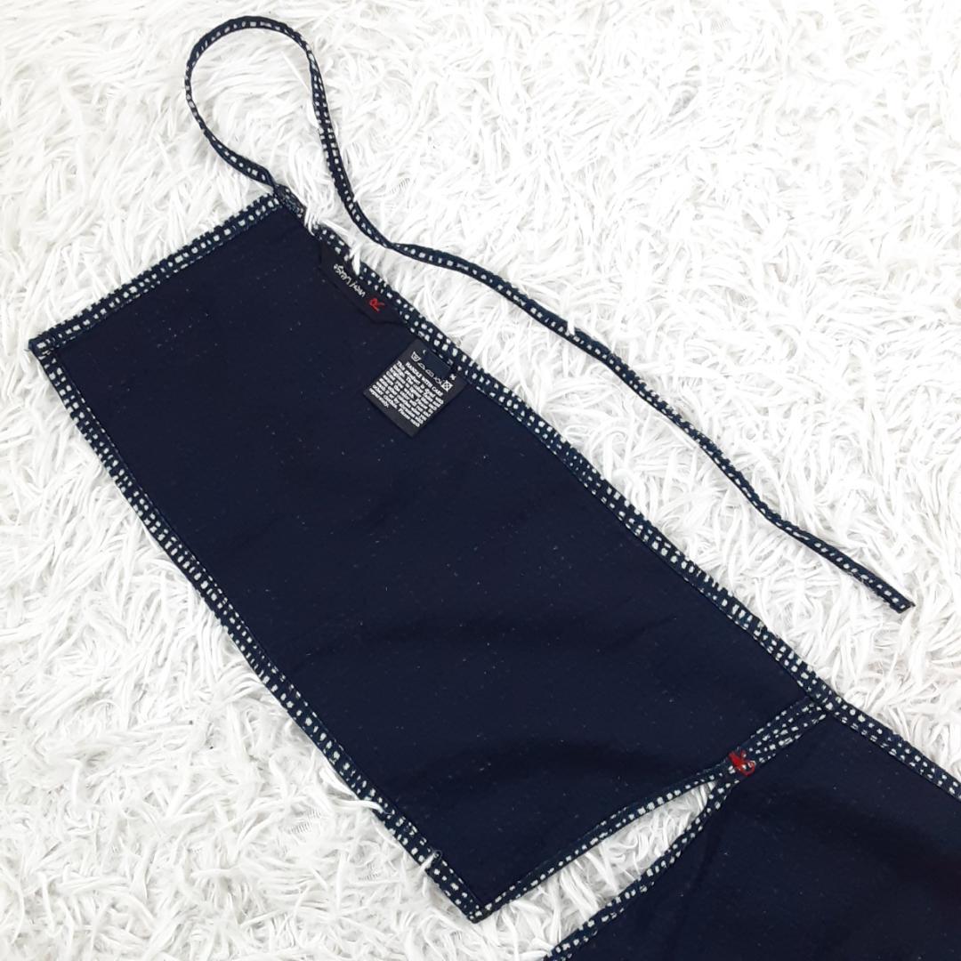 美品◎45rpm 45R 腰巻エプロン デニムエプロン 藍染め 総柄 日本製