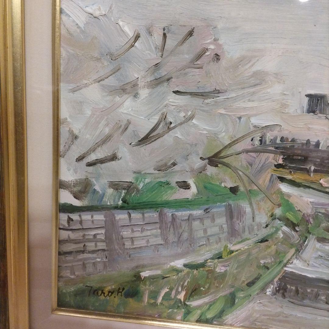 堀太郎 油絵 　名古屋桜の名所『山崎川』 風景画