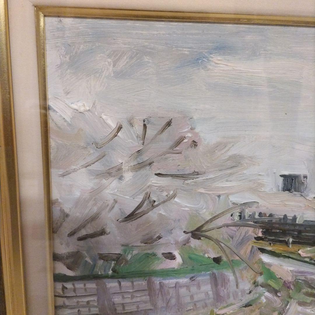 堀太郎 油絵 　名古屋桜の名所『山崎川』 風景画