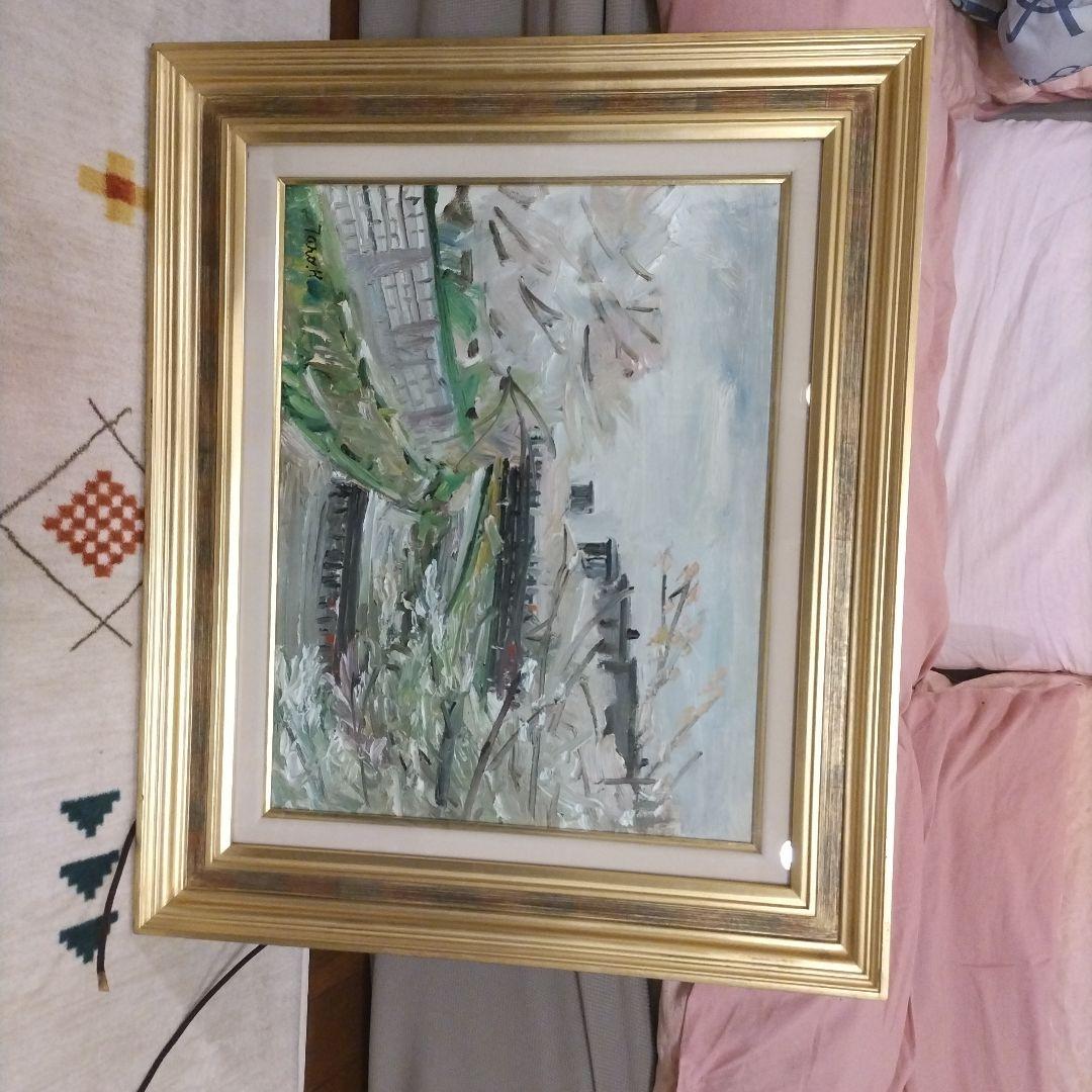 堀太郎 油絵 　名古屋桜の名所『山崎川』 風景画