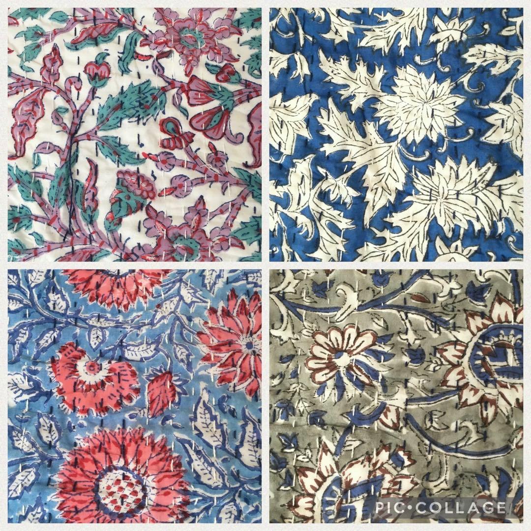 ブロックプリント　パッチワーク　カンタキルト