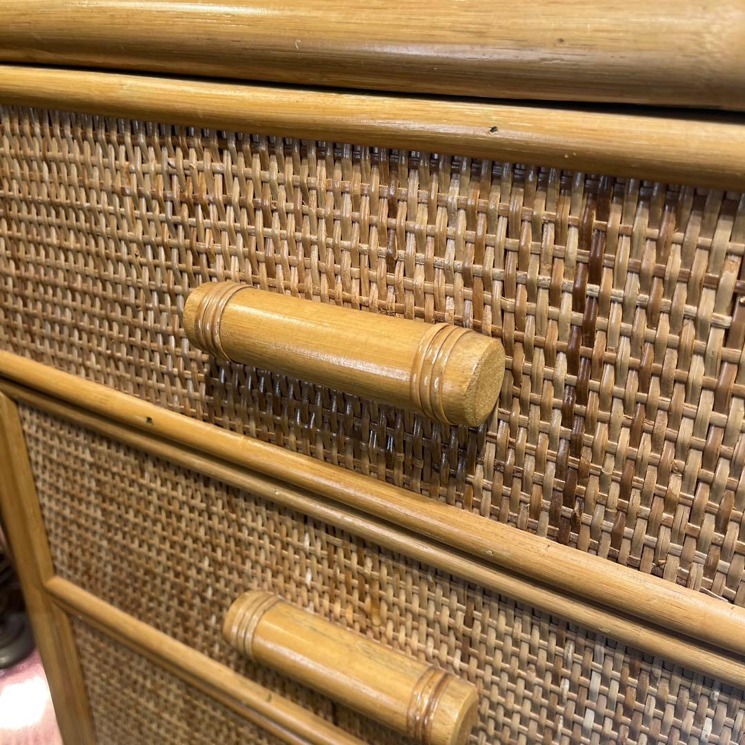 籐　ラタン　5段　チェスト　箪笥　軽量コンパクト