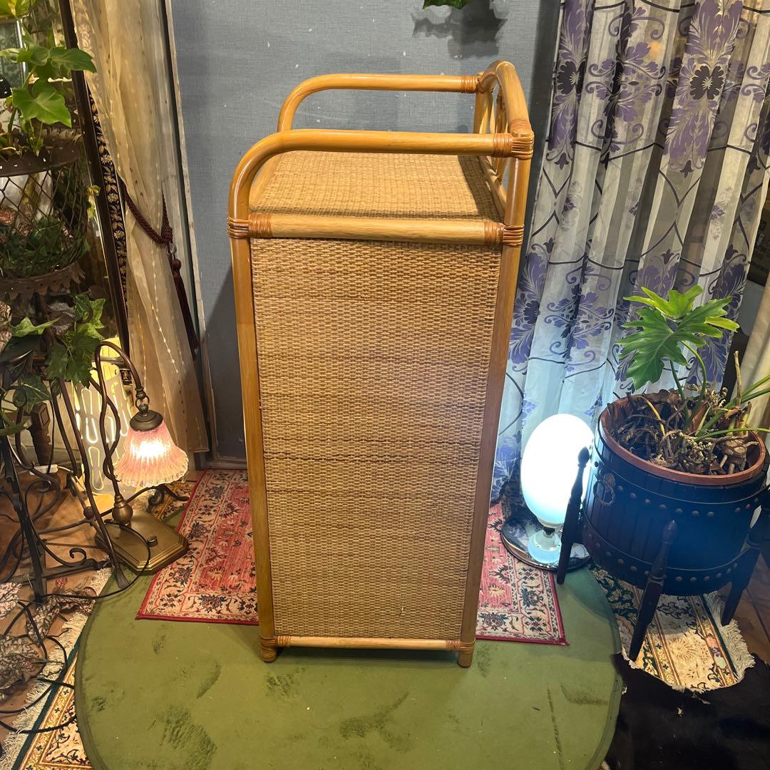 籐　ラタン　5段　チェスト　箪笥　軽量コンパクト