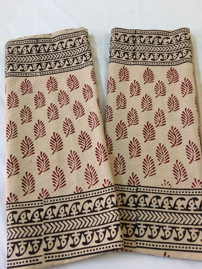 インド　ブロックプリント　ベットシーツ　&枕カバー