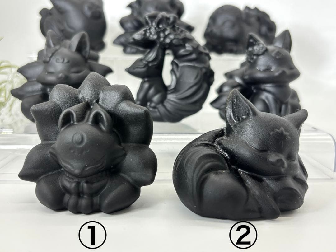 天然石　オブシディアン　九尾狐　置物　バラ売り可