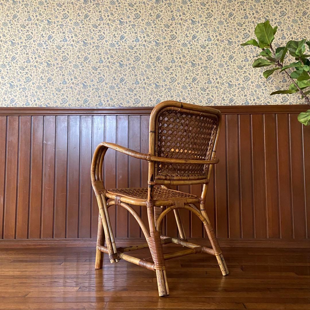 オールド ラタン チェア　ビンテージチェア　アンティークラタン　籐椅子