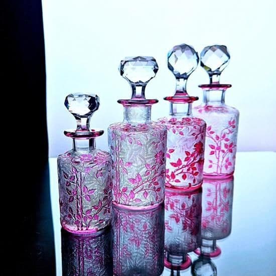 花のオールドバカラ エグランチエの香水瓶#61【1916年カタログ】ピンク