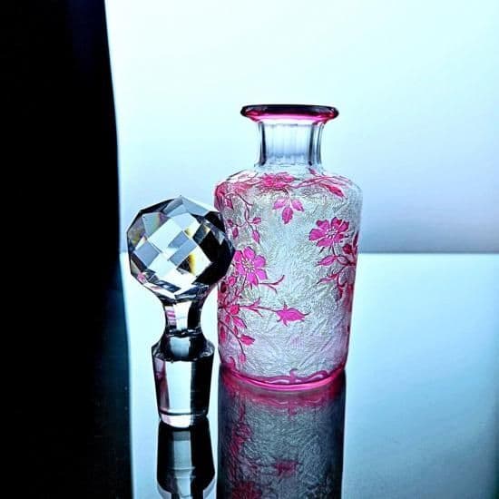 花のオールドバカラ エグランチエの香水瓶#61【1916年カタログ】ピンク