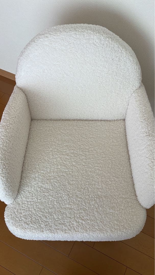 ホワイトファブリックアームチェア