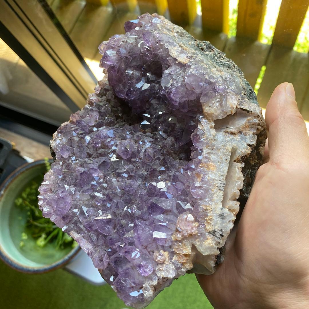 紫石英　水晶　天然石　クラスター　クォーツ　原石　アメジスト　パワーストーン