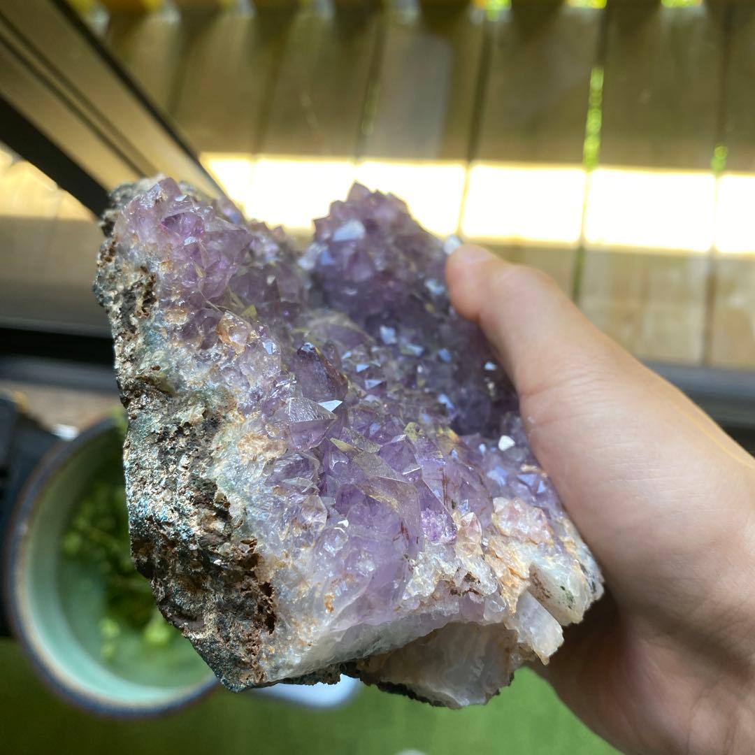 紫石英　水晶　天然石　クラスター　クォーツ　原石　アメジスト　パワーストーン