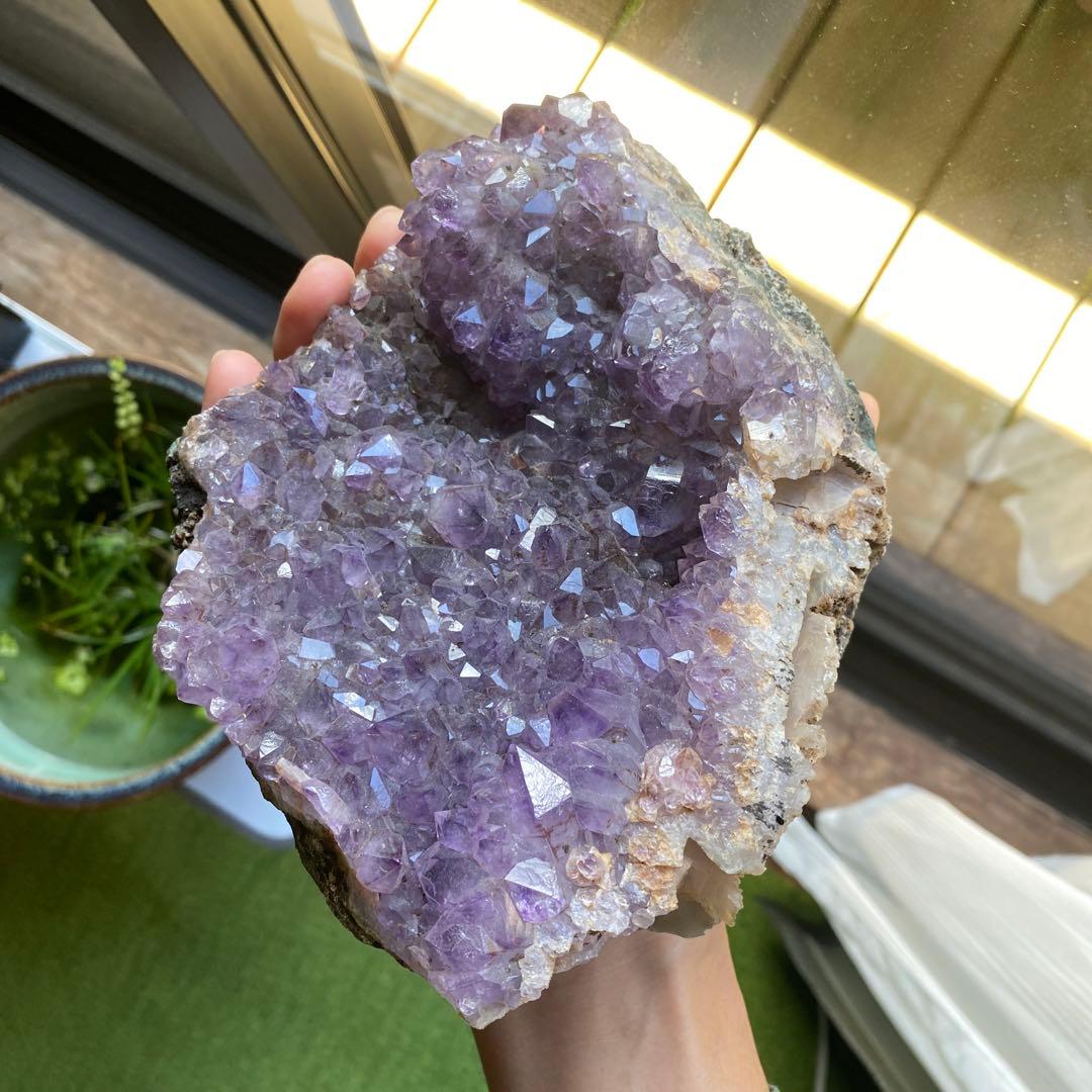 紫石英　水晶　天然石　クラスター　クォーツ　原石　アメジスト　パワーストーン