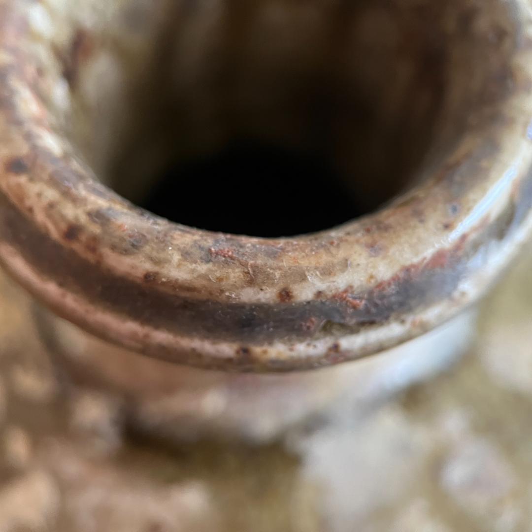 鎌倉時代 古瀬戸 灰釉瓶子 菊紋入 h32cm φ19cm