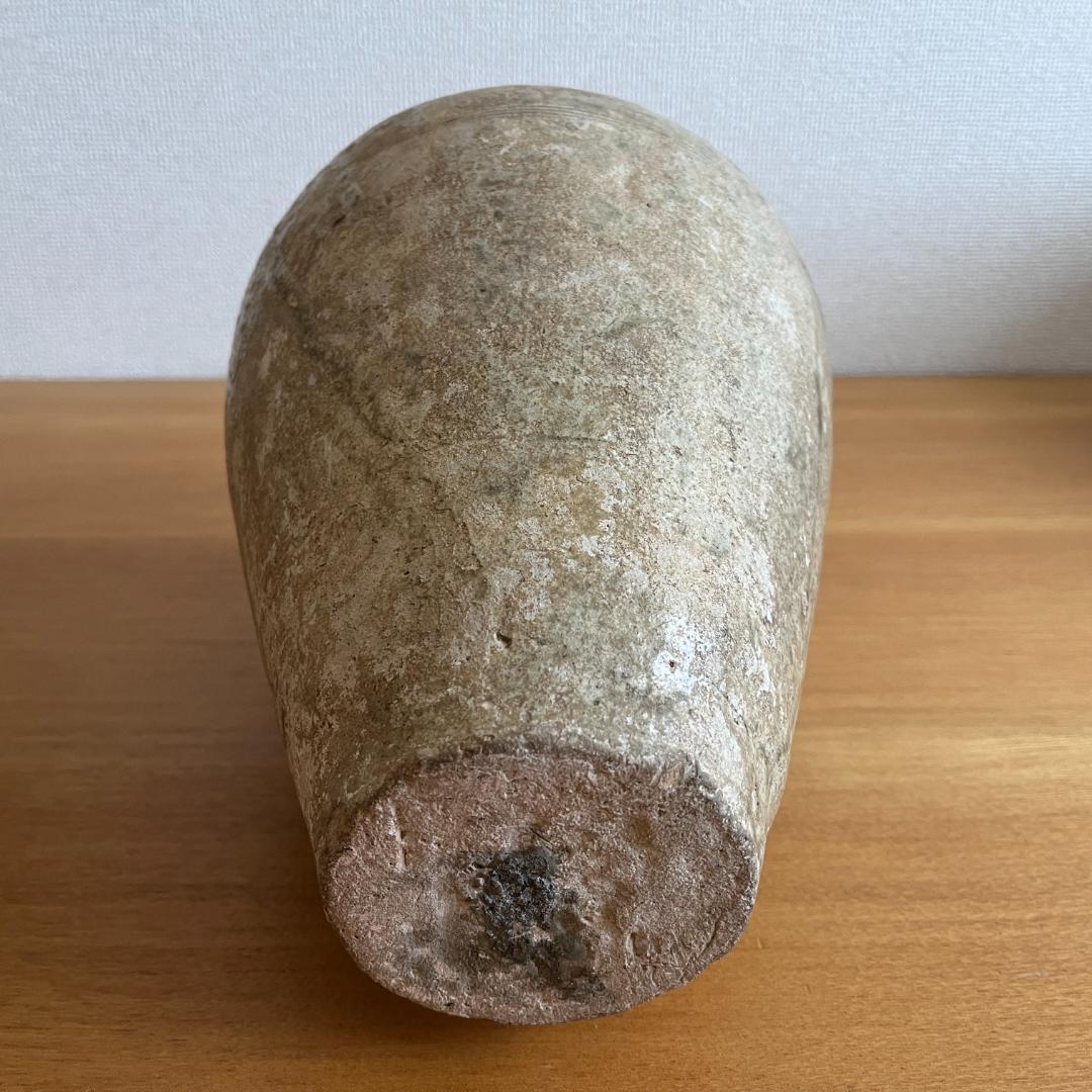 鎌倉時代 古瀬戸 灰釉瓶子 菊紋入 h32cm φ19cm