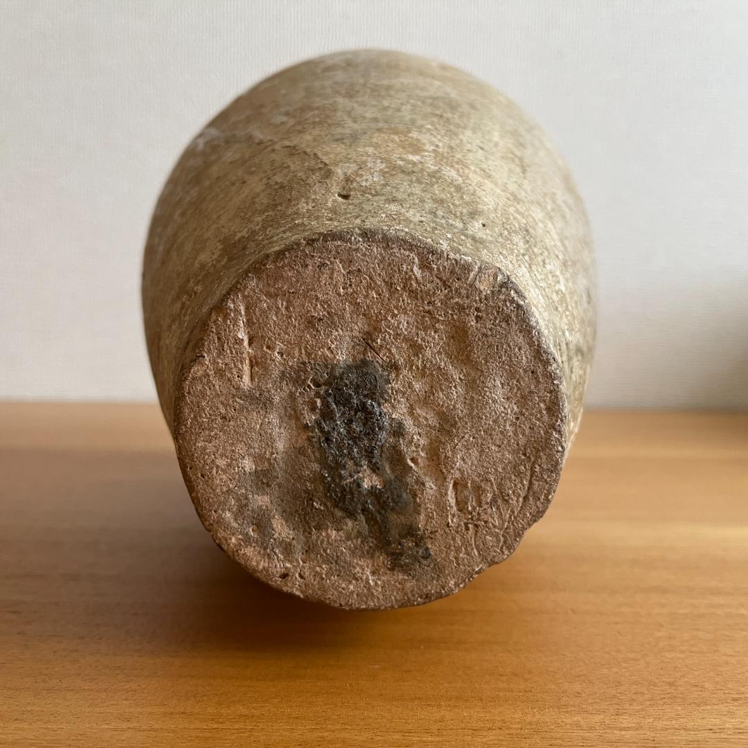 鎌倉時代 古瀬戸 灰釉瓶子 菊紋入 h32cm φ19cm