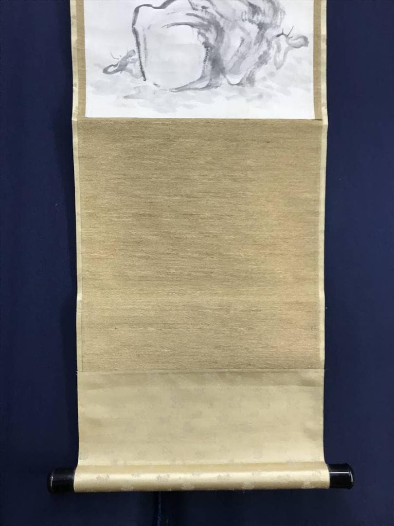 【真作】津田白印/芝石図/山水図/掛軸☆宝船☆AD-609