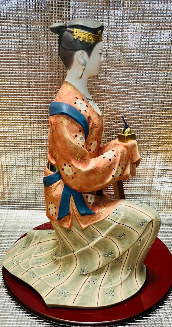 博多人形　奴国王 金印　日展作家 北岡秀雄作品 木札付き　飾り台付　説明書付き