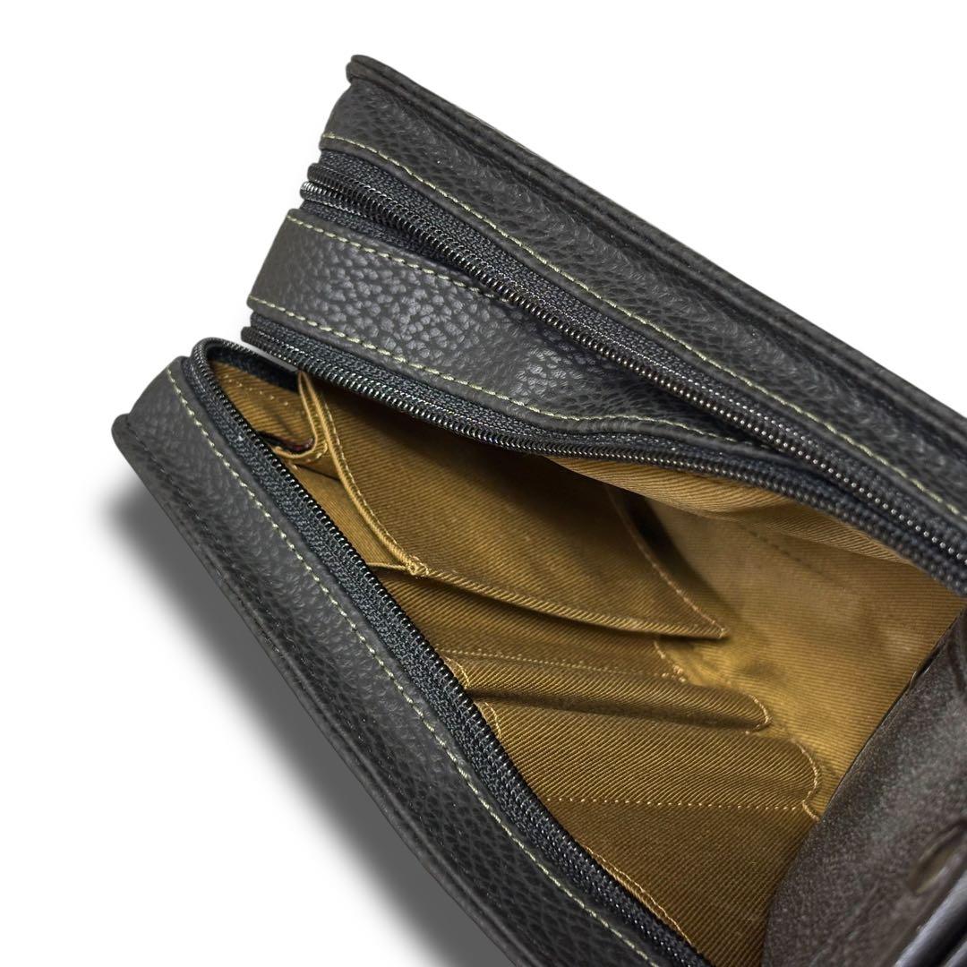 【極美品】ピエールカルダン セカンドバッグ ダブルファスナー シボ革 本革