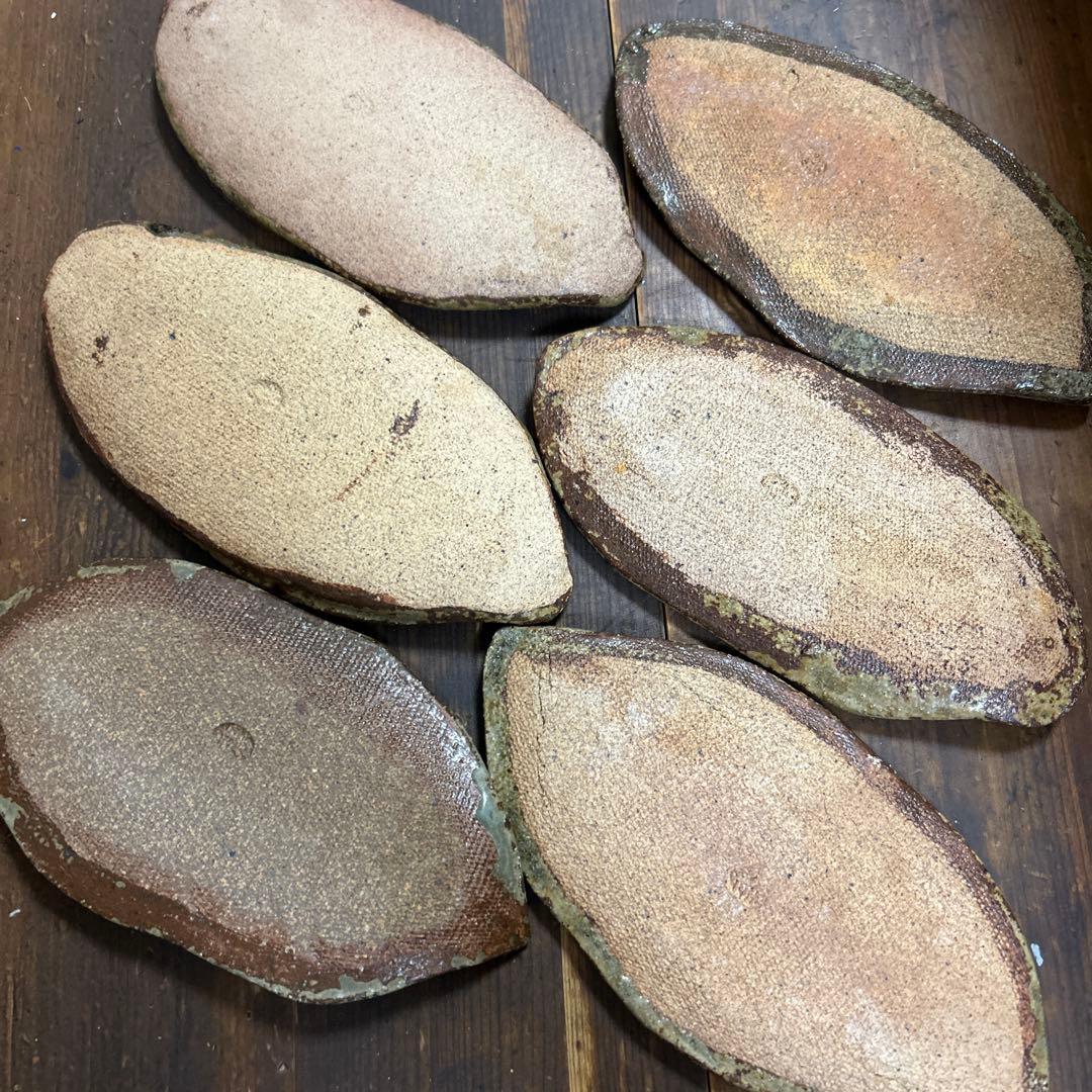作家　陶芸作家　渋色葉っぱ皿　6枚　民藝品