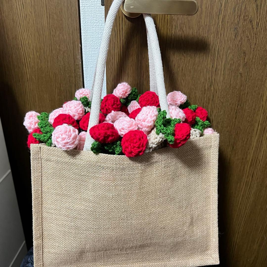 花束ブランケット　ブーケブランケット　ハンドメイド　バラ　直径約84cm