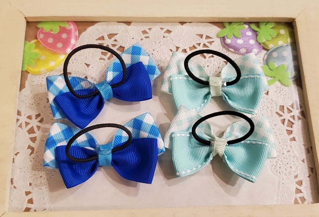 7・ハンドメイド☆ヘアゴム　チェック柄