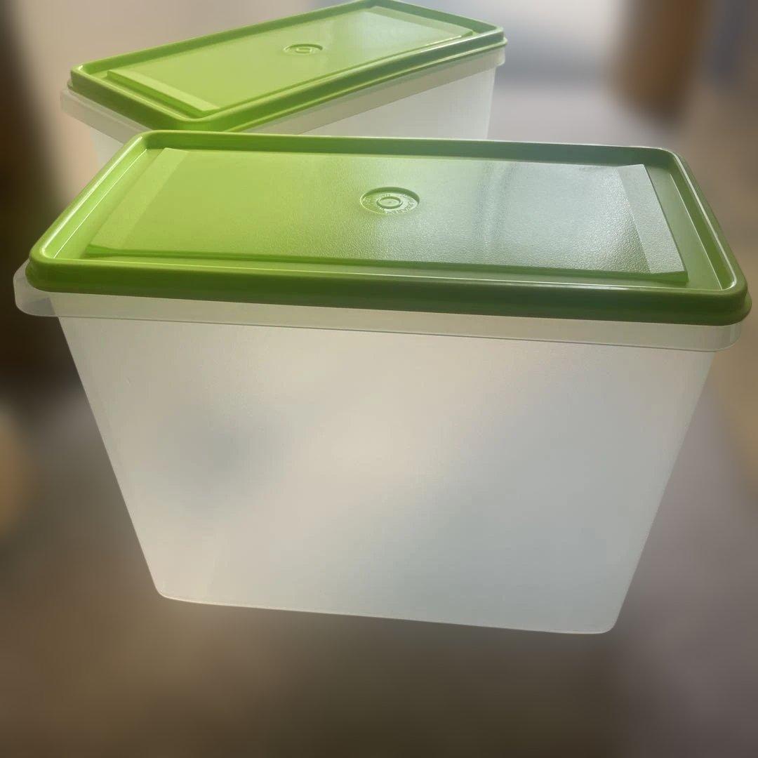 タッパーウェア 黄緑 長方形 中容量 容量6.2ℓ 2個セット