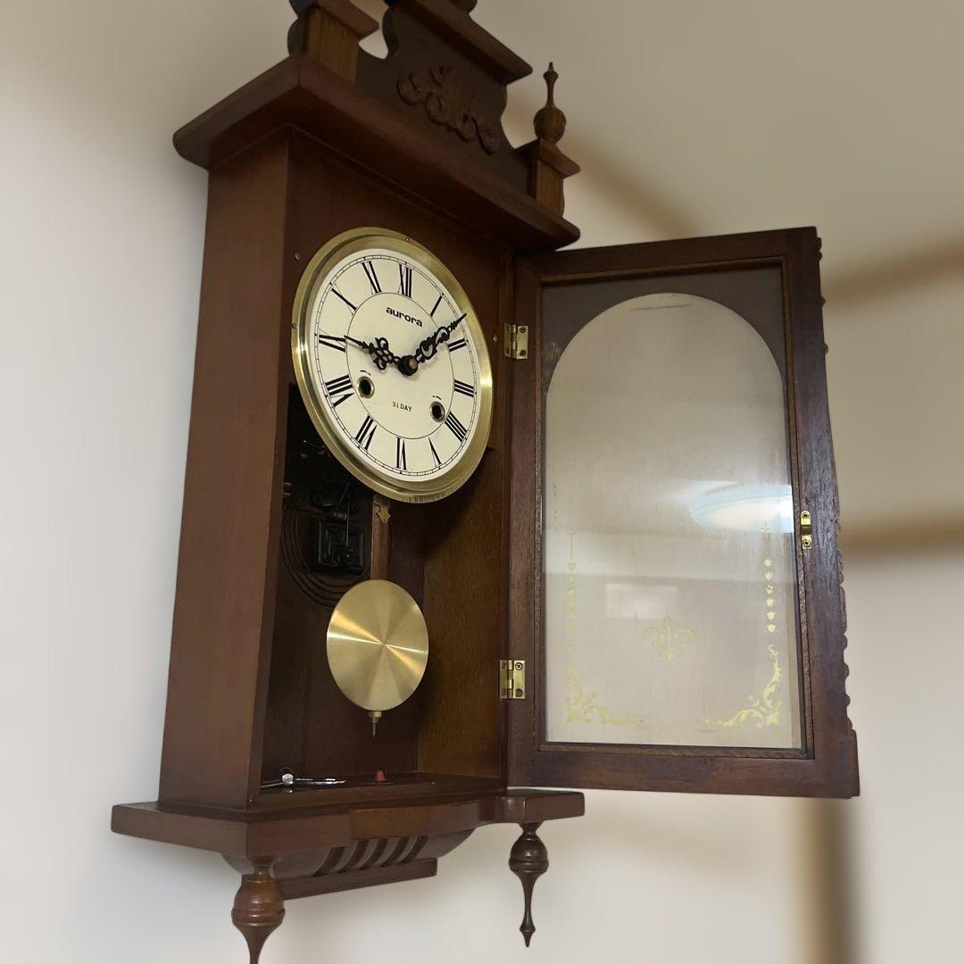 柱時計aurora 31日巻き掛時計 クラシックデザイン