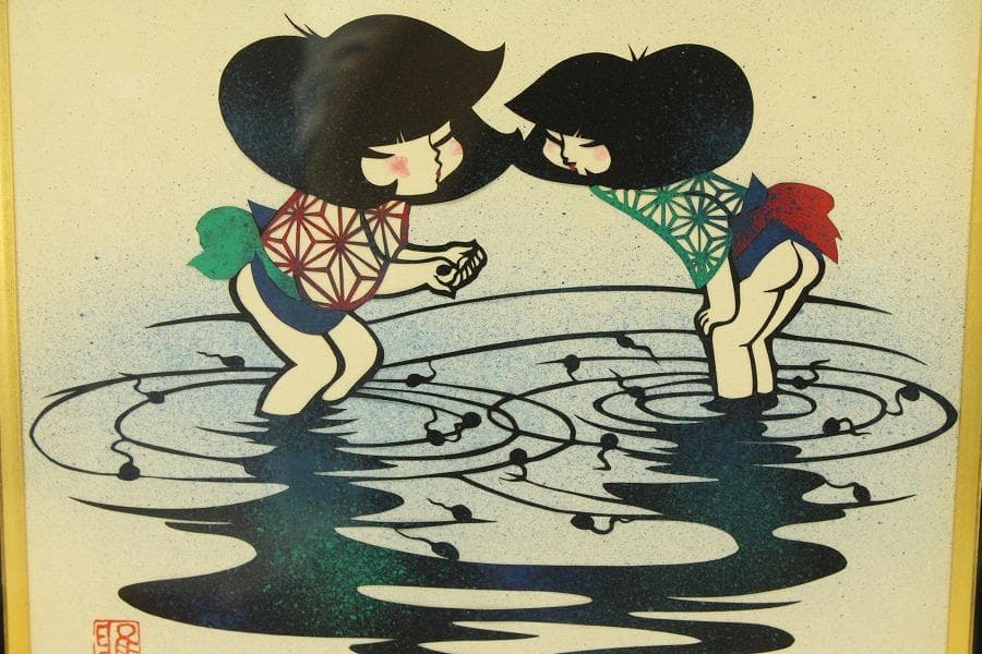 宮田雅之 童の四季 春 おたまじゃくし223/67 シルクスクリーン(A692)