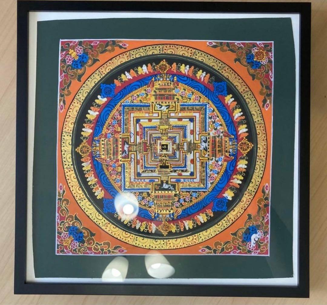 【美品】カーラチャクラ　曼荼羅　マンダラ　原画　チベット　額付き