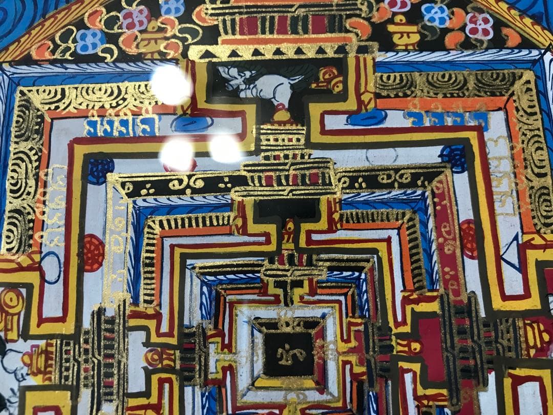 【美品】カーラチャクラ　曼荼羅　マンダラ　原画　チベット　額付き