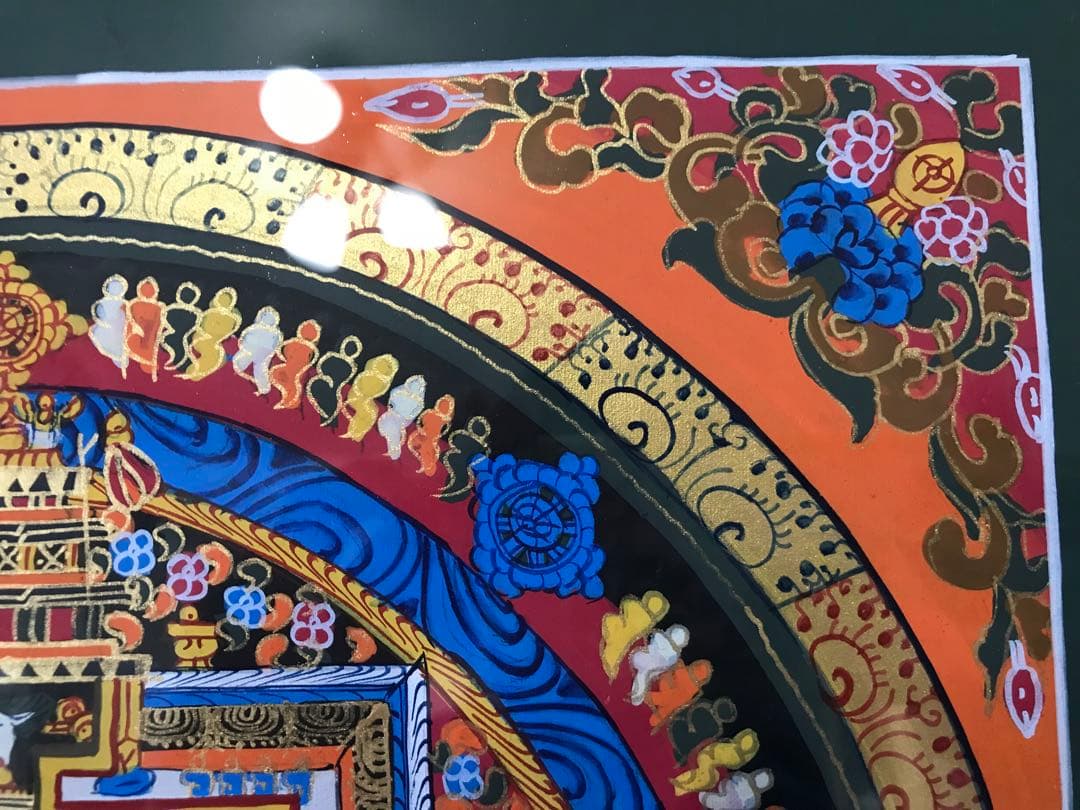 【美品】カーラチャクラ　曼荼羅　マンダラ　原画　チベット　額付き
