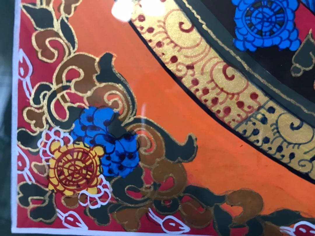 【美品】カーラチャクラ　曼荼羅　マンダラ　原画　チベット　額付き