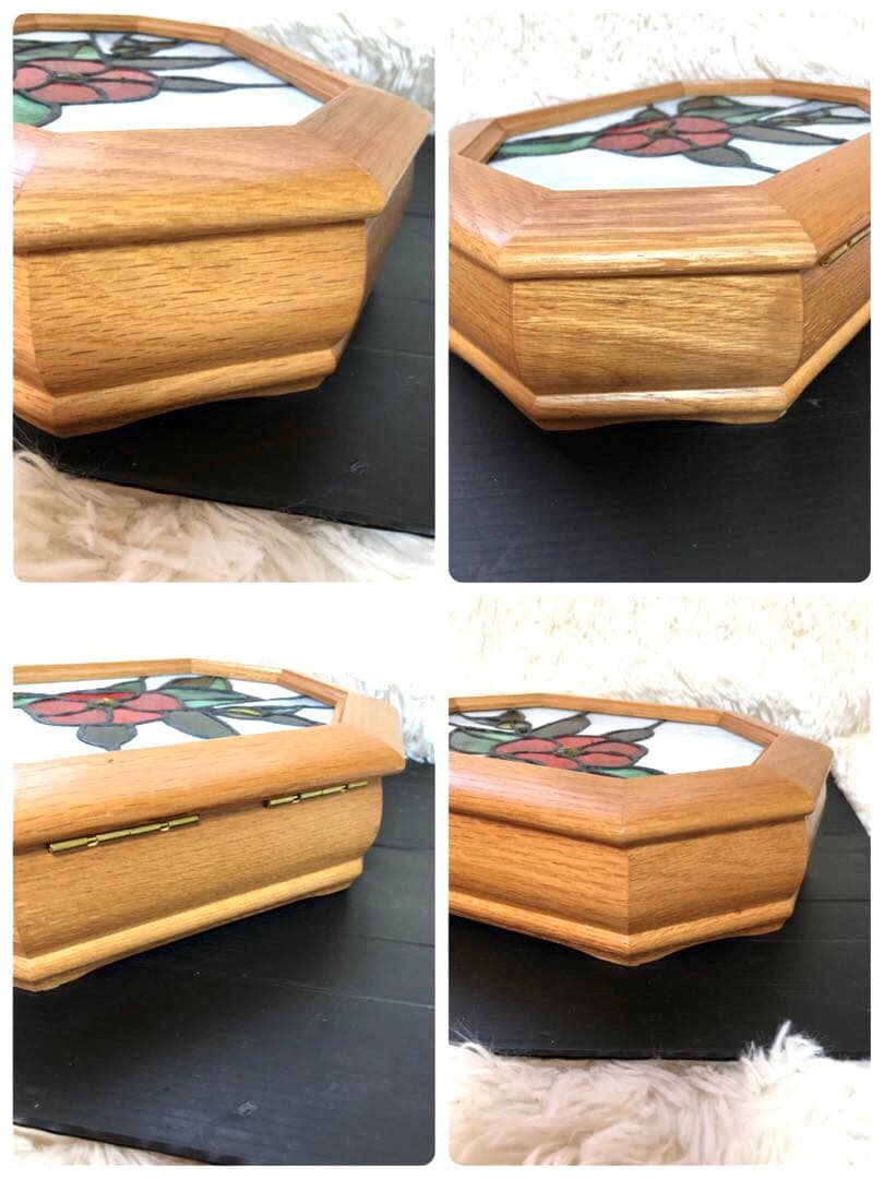 未使用美品❣️clarity オークボックス ステンドグラス 8画小物入れ