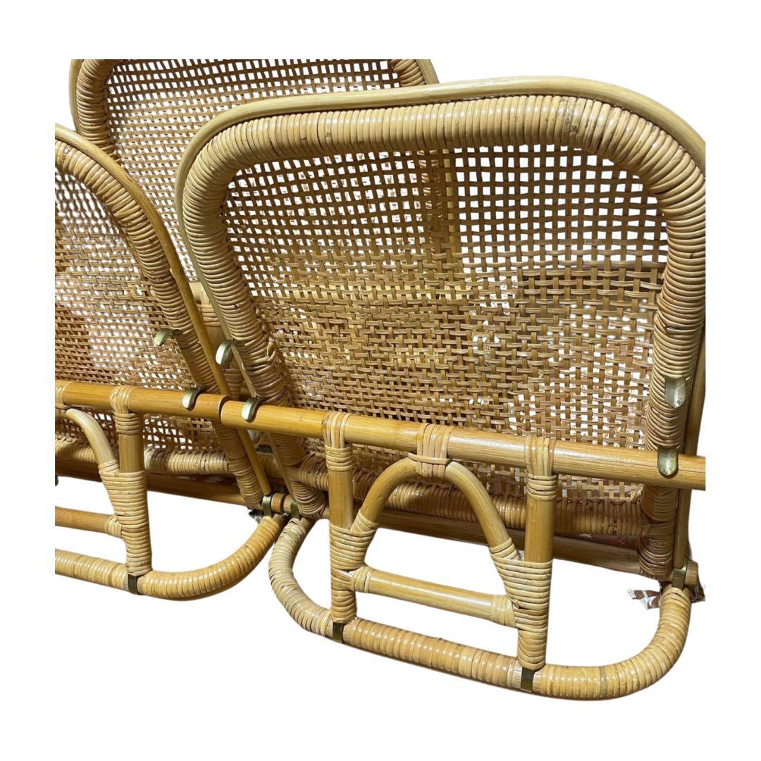 ラタン 折りたたみ座椅子 3脚セット クッション付き 籐座椅子 和室