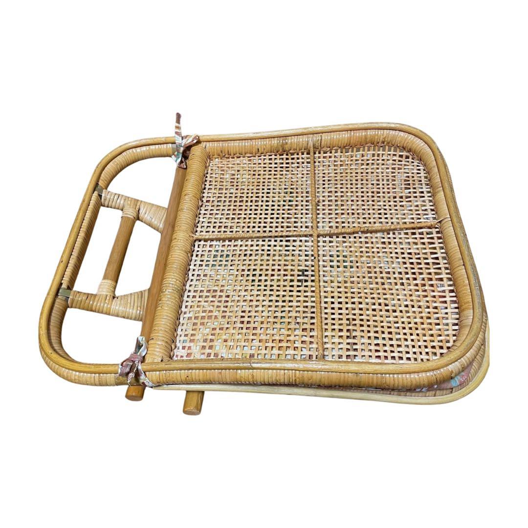 ラタン 折りたたみ座椅子 3脚セット クッション付き 籐座椅子 和室