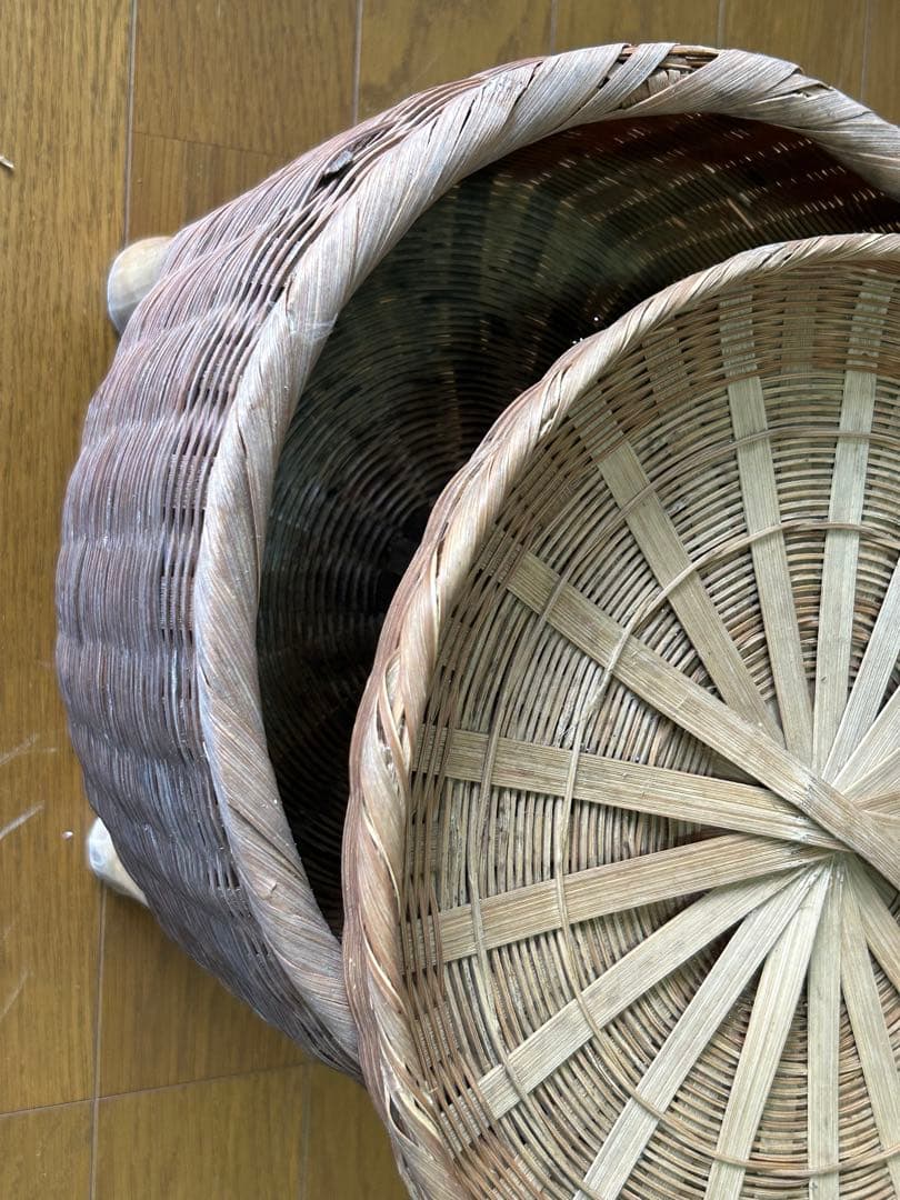 竹細工 ご飯 お櫃 天然素材 蓋付きバスケット 中型