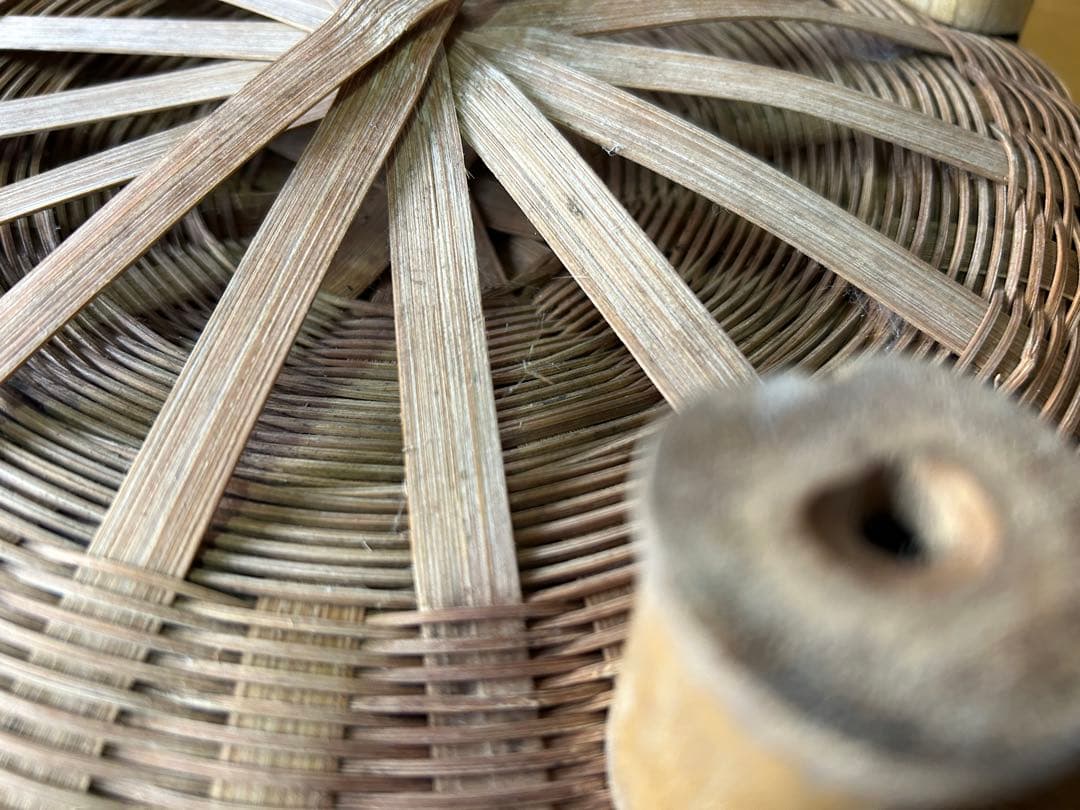 竹細工 ご飯 お櫃 天然素材 蓋付きバスケット 中型