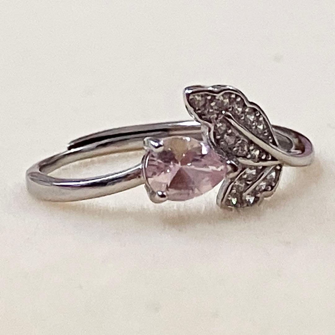 天然石 モルガナイト リーフリング フリーサイズ ハンドメイド a