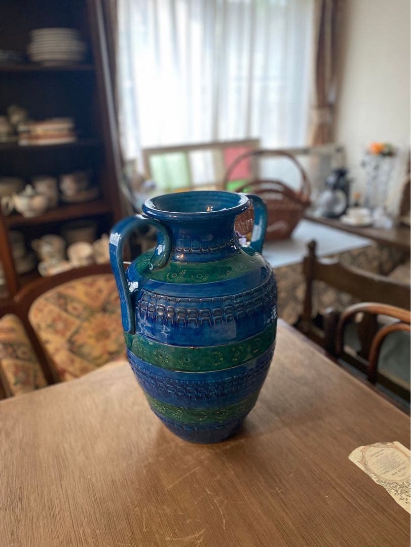 イタリア製 ドマン 花瓶 アンティーク ブルー 青