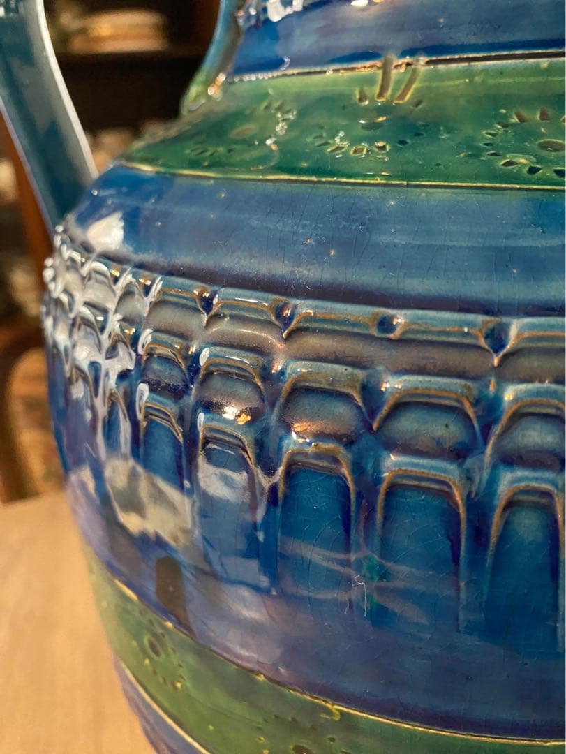 イタリア製 ドマン 花瓶 アンティーク ブルー 青