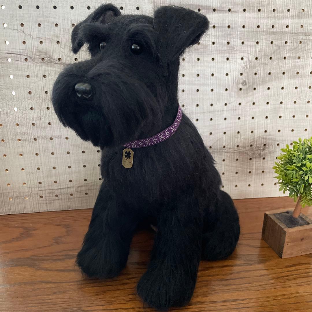 羊毛フェルト　ミニチュアシュナウザー　ソルト&ペッパー、ブラックちゃん