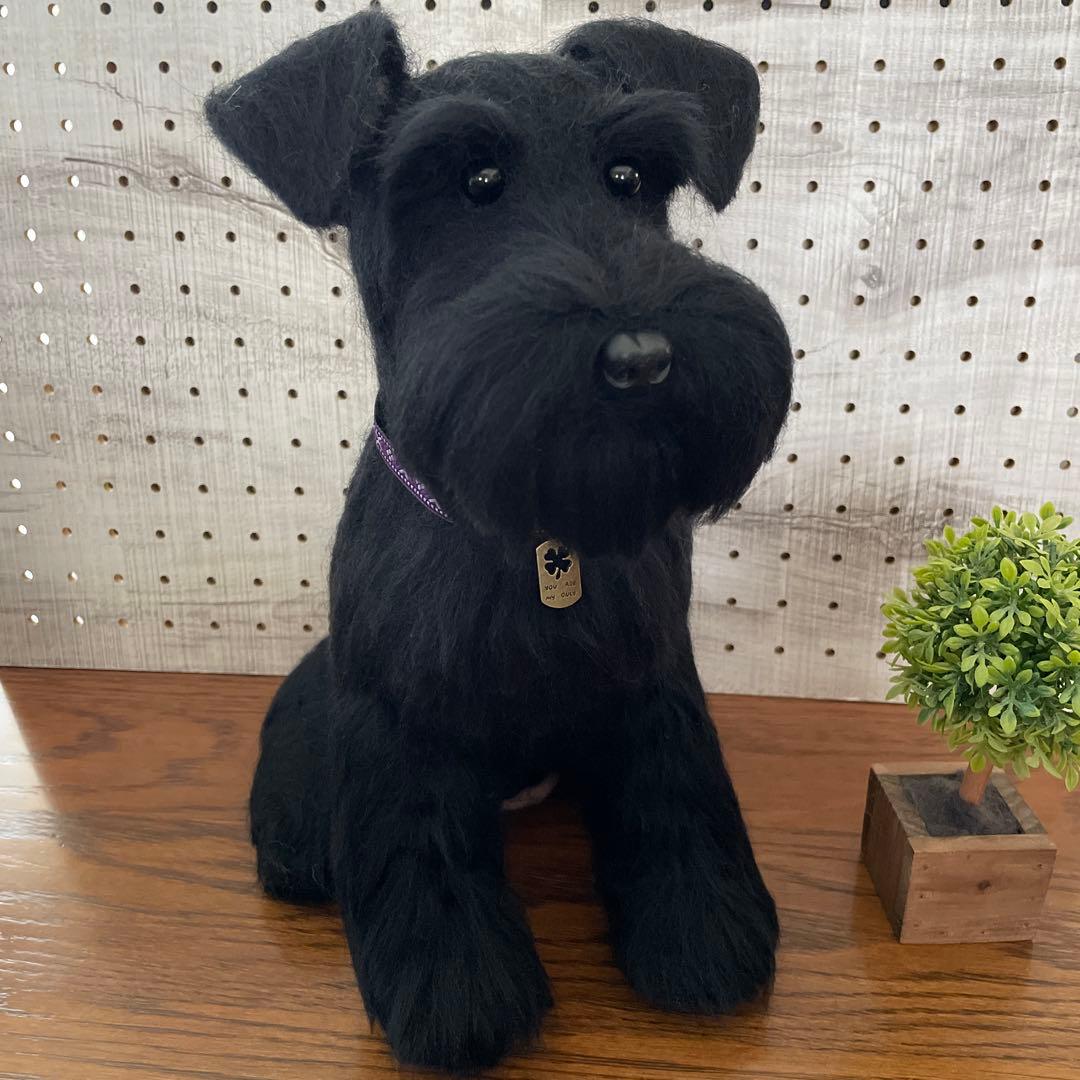 羊毛フェルト　ミニチュアシュナウザー　ソルト&ペッパー、ブラックちゃん