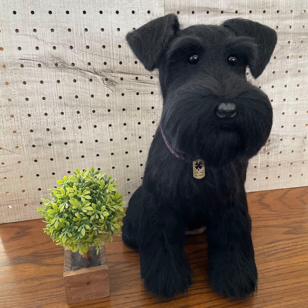 羊毛フェルト　ミニチュアシュナウザー　ソルト&ペッパー、ブラックちゃん