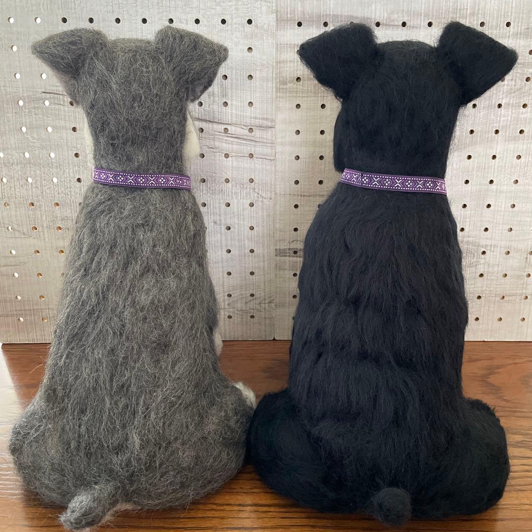 羊毛フェルト　ミニチュアシュナウザー　ソルト&ペッパー、ブラックちゃん